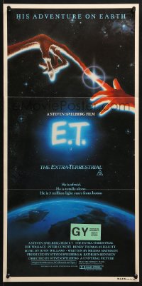 5k520 E.T. THE EXTRA TERRESTRIAL Aust daybill 1982 Steven Spielberg classic, John Alvin art!