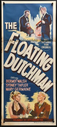 5k555 FLOATING DUTCHMAN Aust daybill 1952 Dermot Walsh, Sydney Tafler, wild art of woman struggling with man