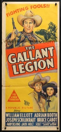 5k573 GALLANT LEGION Aust daybill 1950 cool art of William Wild Bill Elliott w/gun, Lorna Gray!