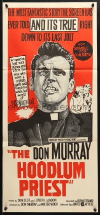 5k626 HOODLUM PRIEST Aust daybill 1961 religious Don Murray saves thieves & killers, and it's true!
