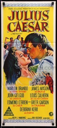 5k662 JULIUS CAESAR Aust daybill R1969 Marlon Brando, James Mason & Greer Garson, Shakespeare