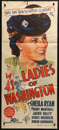 5k682 LADIES OF WASHINGTON Aust daybill 1944 hair-pulling eyebrow-lifting rib-splitting housing shortage fun!