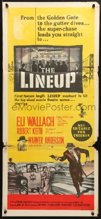 5k698 LINEUP Aust daybill 1958 Don Siegel classic film noir, Eli Wallach running with gun!