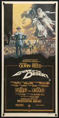 5k699 LION OF THE DESERT Aust daybill 1980 Anthony Quinn, Brian Bysouth WWII desert art!