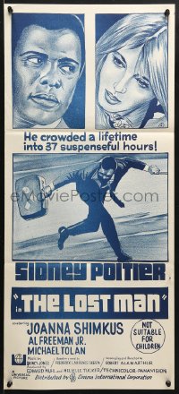 5k710 LOST MAN Aust daybill R1970s different art of Sidney Poitier & Joanna Shimkus!