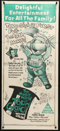 5k721 MAGIC WORLD OF TOPO GIGIO Aust daybill 1965 wacky Italian mouse fantasy, Ed Sullivan pictured!