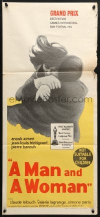 5k726 MAN & A WOMAN Aust daybill 1968 Claude Lelouch's Un homme et une femme, Anouk Aimee!