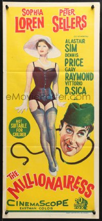 5k748 MILLIONAIRESS Aust daybill 1960 Peter Sellers & sexy Sophia Loren in skimpy outfit!