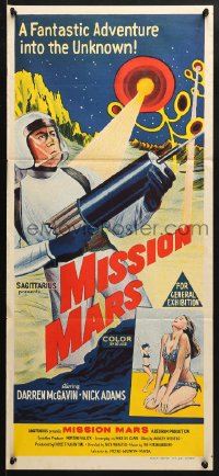 5k751 MISSION MARS Aust daybill 1968 Darren McGavin, a fantastic sci-fi adventure into the unknown!