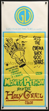 5k754 MONTY PYTHON & THE HOLY GRAIL Aust daybill 1970s Terry Gilliam, John Cleese!