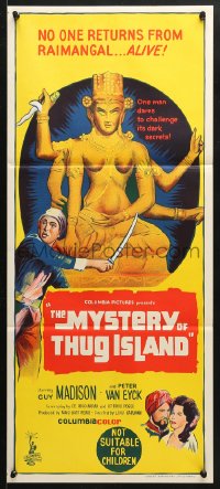 5k772 MYSTERY OF THUG ISLAND Aust daybill 1965 Guy Madison, no one returns from Raimangal alive!