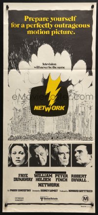 5k774 NETWORK Aust daybill 1976 written by Paddy Cheyefsky, William Holden, Sidney Lumet classic!