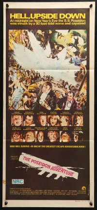 5k814 POSEIDON ADVENTURE Aust daybill 1973 Gene Hackman & Stella Stevens escaping by Mort Kunstler!
