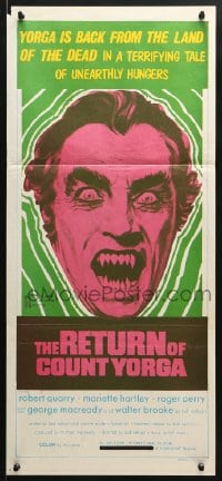 5k836 RETURN OF COUNT YORGA Aust daybill 1971 Robert Quarry, AIP vampires, wild monster art!