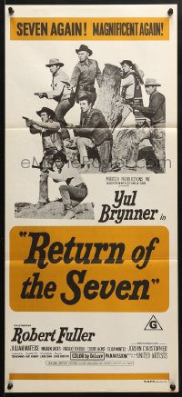 5k838 RETURN OF THE SEVEN Aust daybill R1970s Yul Brynner reprises his role as master gunfighter!