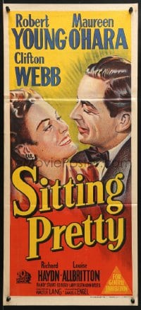 5k876 SITTING PRETTY Aust daybill 1948 Robert Young, Maureen O'Hara, Clifton Webb as Mr. Belvedere!