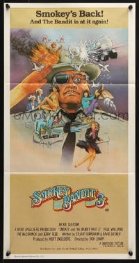 5k882 SMOKEY & THE BANDIT PART 3 Aust daybill 1983 Daniel Goozee art of Jackie Gleason & cast!