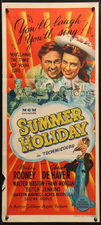 5k905 SUMMER HOLIDAY Aust daybill 1947 Mickey Rooney, Butch Jenkins, Frank Morgan & family!