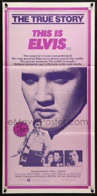 5k930 THIS IS ELVIS Aust daybill 1981 Elvis Presley rock 'n' roll biography, portrait of The King!