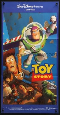 5k949 TOY STORY Aust daybill 1996 Disney & Pixar cartoon, great image of Buzz, Woody & cast!