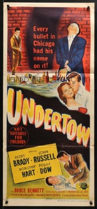 5k958 UNDERTOW Aust daybill 1949 Scott Brady, every bullet in Chicago had his name on it, film noir!