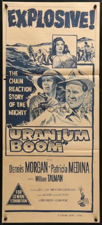 5k961 URANIUM BOOM Aust daybill 1956 William Castle's explosive inside story of the Atom Age boom towns!