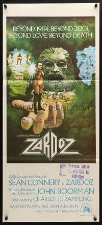5k994 ZARDOZ Aust daybill 1974 fantasy art of Sean Connery, beyond love, beyond death!