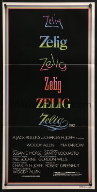 5k995 ZELIG Aust daybill 1983 Mia Farrow, John Buckwalter, wacky Woody Allen mockumentary!