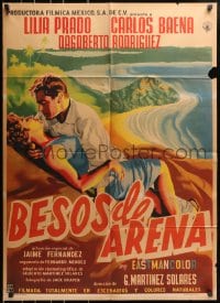 5k100 BESOS DE ARENA Mexican poster 1959 Gilberto Martinex Solares, Sand Kisses, romantic art!