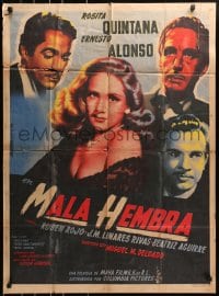 5k108 MALA HEMBRA Mexican poster 1950 Rosita Quintana, Ernesto Alonso, Ruben Rojo, bad girl!