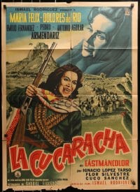 5k114 SOLDIERS OF PANCHO VILLA Mexican poster 1960 cool art of sexy Maria Felix by Manno!