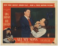5m351 ALL MY SONS LC #3 1948 close up of Burt Lancaster choking his dad Edward G. Robinson!