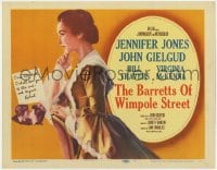 5m012 BARRETTS OF WIMPOLE STREET TC 1957 art of pretty Jennifer Jones as Elizabeth Browning!