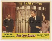 5m383 BIG CLOCK LC #4 1948 Ray Milland & Maureen O'Sullivan hiding from Charles Laughton with gun!