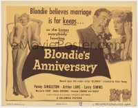 5m022 BLONDIE'S ANNIVERSARY TC 1947 Penny Singleton believes marriage to Arthur Lake is for keeps!