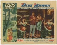 5m395 BLUE HAWAII LC #6 1961 best image of Elvis Presley playing ukulele with native girls in leis!
