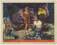 5m399 BORDERLINE LC #3 1950 Fred MacMurray & Claire Trevor on beach having a fish fry!