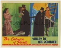 5m417 CATMAN OF PARIS/VALLEY OF THE ZOMBIES LC 1956 cool monster double-bill with split image!