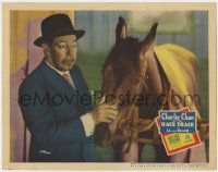 5m421 CHARLIE CHAN AT THE RACE TRACK LC 1936 great close up of detective Warner Oland w/race horse!