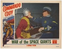 5m432 COMMANDO CODY chapter 5 LC 1953 color image of masked Holdren punching guy in wacky helmet!