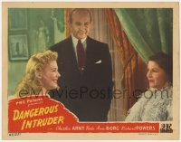 5m453 DANGEROUS INTRUDER LC 1945 Charles Arent between smiling Veda Ann Borg & Fay Helm!