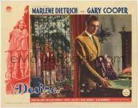 5m462 DESIRE LC 1936 sad Marlene Dietrich behind bars watches Gary Cooper packing to leave!