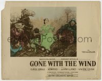 5m548 GONE WITH THE WIND Color-Glos 11x14 still 1939 art of Vivien Leigh & others fleeing Atlanta!