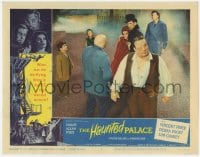 5m554 HAUNTED PALACE LC #4 1963 Vincent Price & Debra Pagent surrounded by disfigured one-eyed men!