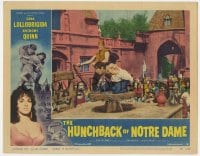 5m564 HUNCHBACK OF NOTRE DAME LC #4 1957 Anthony Quinn as Quasimodo being whipped in town square!