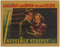5m570 INVISIBLE STRIPES LC 1939 best close up of George Raft & Jane Bryan embracing in shadows!