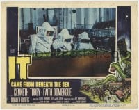 5m571 IT CAME FROM BENEATH THE SEA LC 1955 Ray Harryhausen, men in radiation suits in lab!