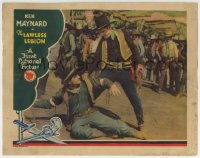 5m592 LAWLESS LEGION LC 1929 tough cowboy Ken Maynard stands over beaten outlaw Paul Hurst!