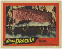 5m687 RETURN OF DRACULA LC #8 1958 great close up of vampire Francis Lederer emerging from coffin!