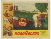 5m694 ROADRACERS LC #5 1959 race car driver helped from wrecked car, is it sport or murder!
